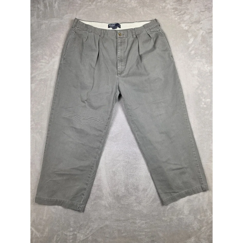 Vtg Polo Ralph Lauren Andrew Pant Mens 38x29 Fit 37x25 Gray Double Pleated *Read